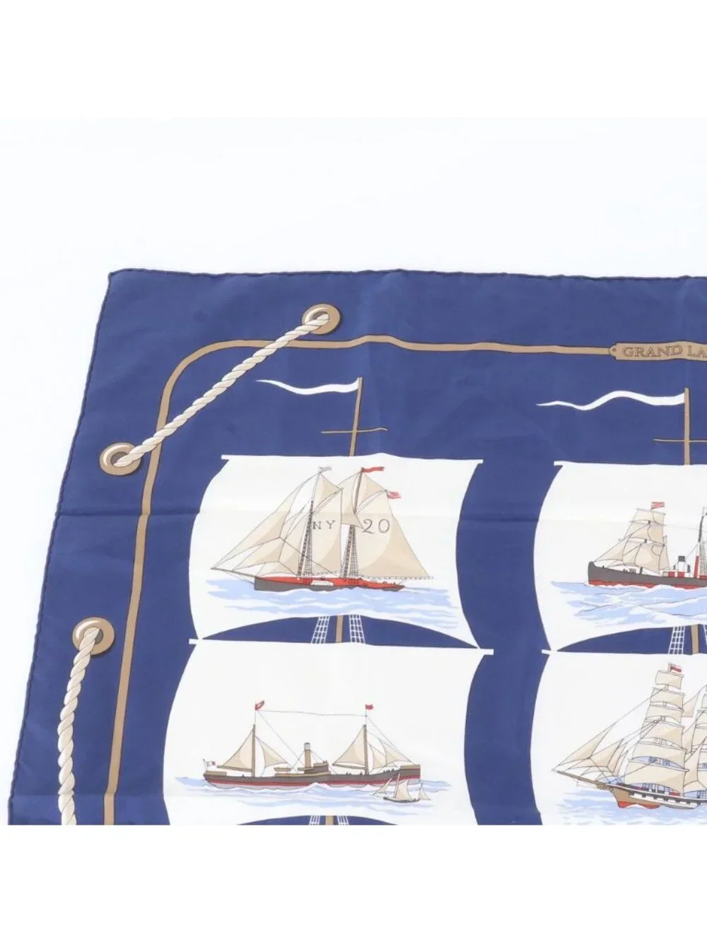 Hermes Carre 90 Grand Large Ship Silk 100% Scarf